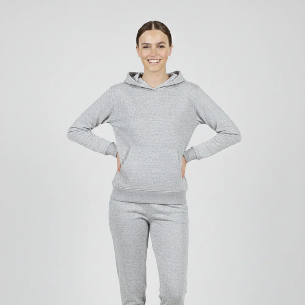 Gri Melanj Oversize Sweat Eşofman Alt Üst Takım